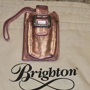 NWOT- Brighton PINK METALLIC wristlet, Phone Holder With 4 Credit Card Slots